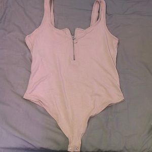 Large size, cream-colored Garage-brand Jumpsuit tank top with zip down front